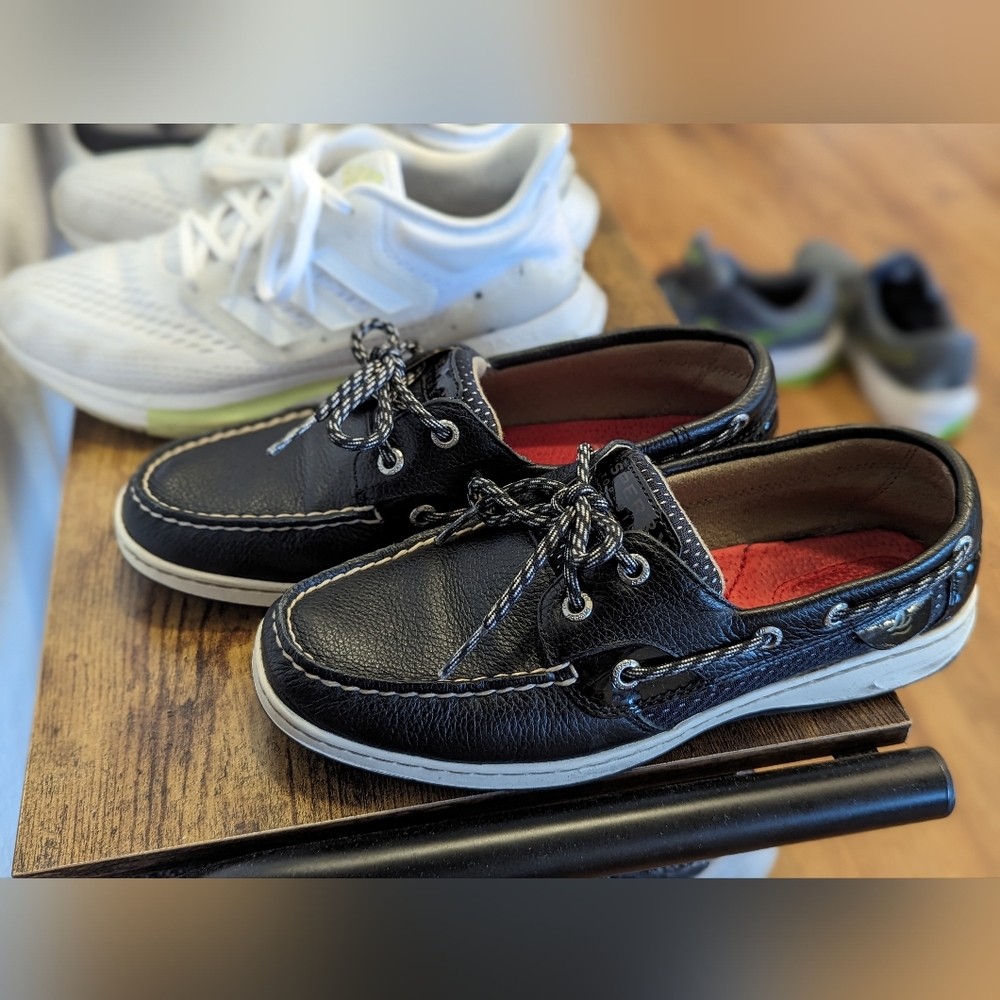 Sperry Black Leather Boat Shoes